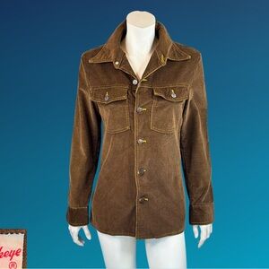 70s Brown CORDUROY Buckeye Dagger Collar Shirt Jacket